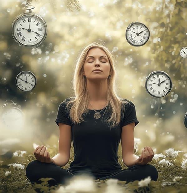Woman meditating while visualizing her natural biological rhythm